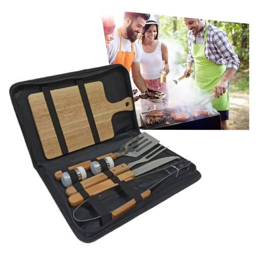 Set x7 Para Parrillada Asado BBQ estuche