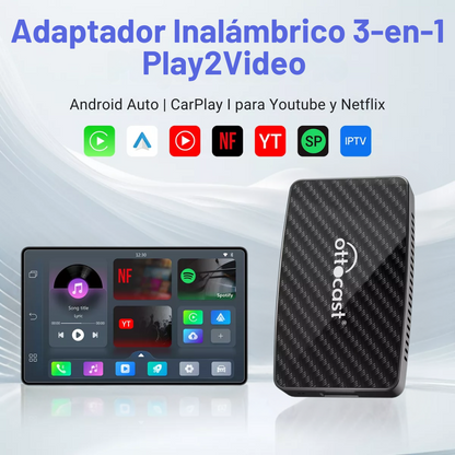 Adaptador Inalámbrico 3-en-1 Play2Video Pro para CarPlay/Android auto