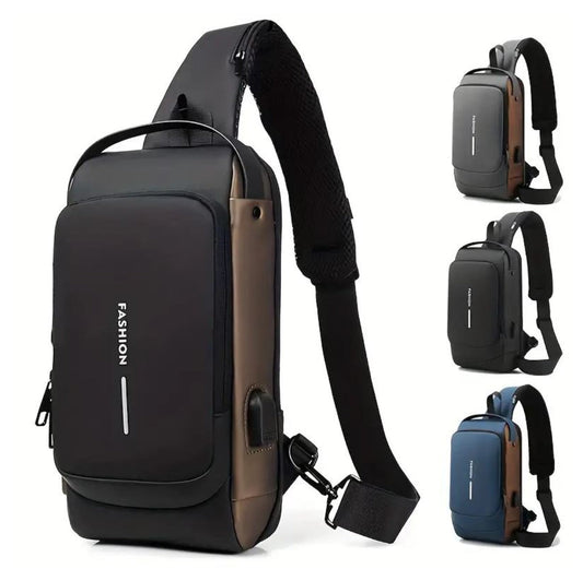 Bolso Anti Robo De Cuero Con Usb